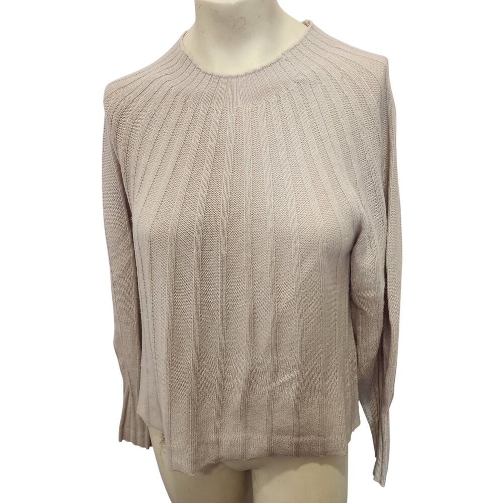 3.1 Phillip Lim Cashmere Wool Ribbed Sweater Beige Crewneck Pullover M